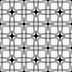 Seamless black and white geometric pattern with abstract lines and symmetry. Perfect for textile design, wallpapers, and digital projects