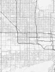 Phoenix City Map. Minimalist black and white line art poster for printing, wallpaper, wall art for home and office decor