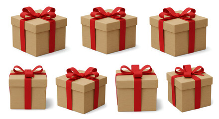 Obraz premium Gift boxes with red ribbon for holiday promotions, Christmas sales, special events, and festive celebrations