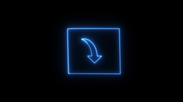 Download icon blue color or logo in modern line style pictogram for web site design quality black outline Neon glowing