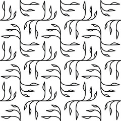 Decorative monochrome vector pattern with seamless repetition. Abstract minimalistic leaves