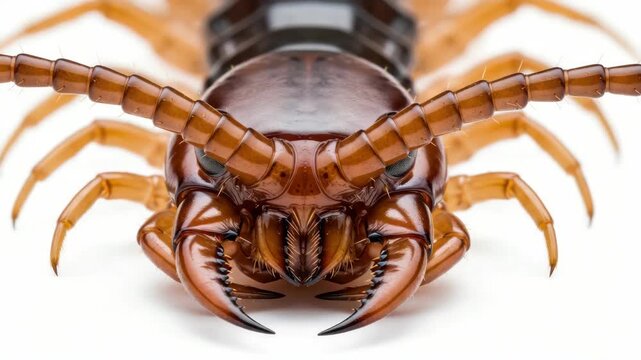 Detailed Centipede Portrait: Exploring the Intricate Anatomy of a Multi-Legged Insect, A Macro Study