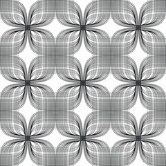 Minimal monochrome seamless pattern featuring decorative geometric shapes. Ideal for wrapping paper, fabric prints, and branding