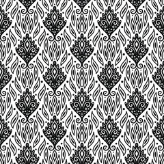 Decorative monochrome vector pattern with seamless repetition. Great for wallpaper, wrapping paper, and surface design
