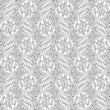 Seamless abstract pattern in black and white with sophisticated thin lines. Perfect for home decor and creative projects
