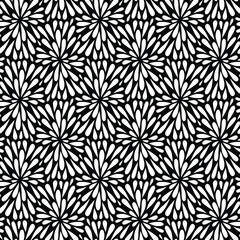 Stylish abstract pattern, black and white floral petals