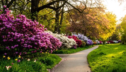 Naklejka premium Springtime park path blossoms
