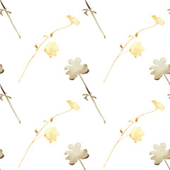 Orange flower pattern on a white background. Hand-drawn illustration. Perfect for autumn.