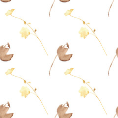 Orange flower pattern on a white background. Hand-drawn illustration. Perfect for autumn.