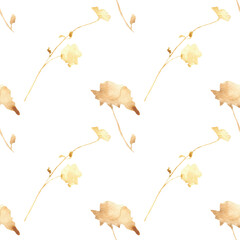 Orange flower pattern on a white background. Hand-drawn illustration. Perfect for autumn.