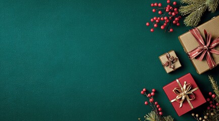 3D Render of a Christmas Background, Complete with Christmas Gift Decorations