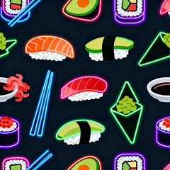 Neon Sushi Abstract Pattern