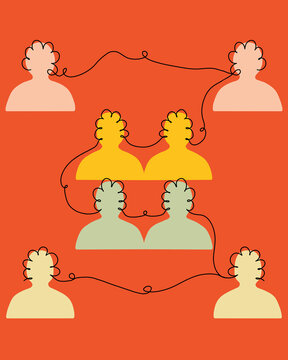 People connected with lines illustration