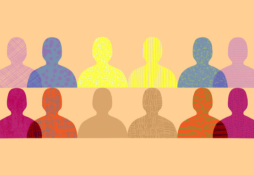 Illustration abstract crowd of different people