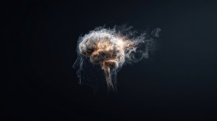 Abstract Representation of Brain Formed with Smoke and Light Effects
