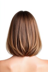 Fototapeta premium Elegant Straight Hair with Subtle Highlights on a Woman’s Back View