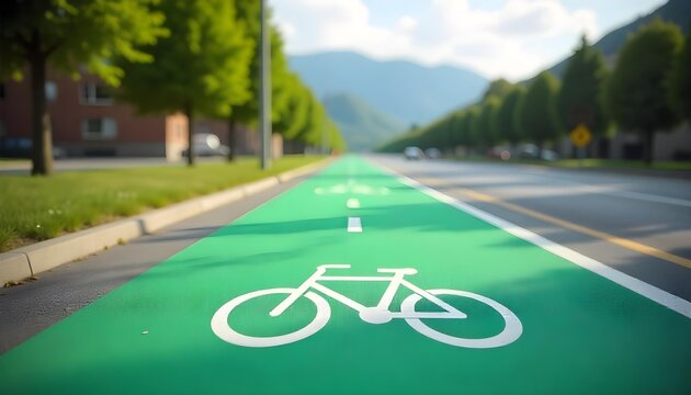 A scenic green bicycle lane flanked by trees and grass, with cyclists enjoying the outdoors on World Bicycle Day, promoting fitness