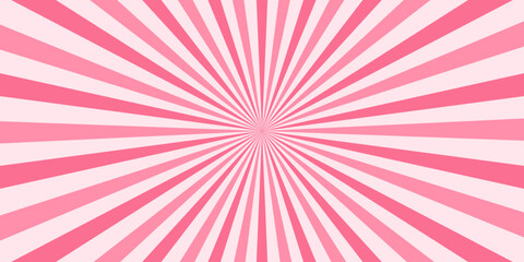 Retro horizontal background with bright rays in the center. Rotating spiral stripes. Sunburst or solar burst retro background. Vector illustration.