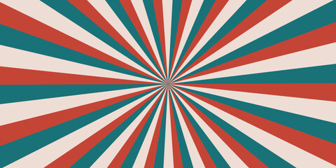 Fototapeta premium Retro horizontal background with bright rays in the center. Rotating spiral stripes. Sunburst or solar burst retro background. Vector illustration.