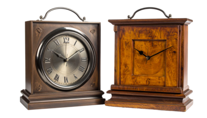  Modern wall clock set with geometric variations isolated on transparent background