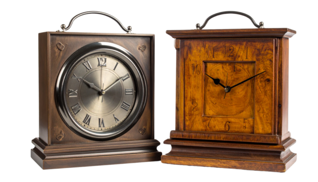  Modern wall clock set with geometric variations isolated on transparent background