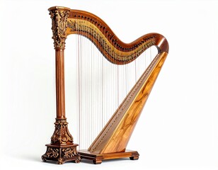 old violin on white background