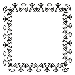 Anchor chain border. Marine rope frame. Ship equipment design. Vector nautical illustration.