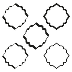 Wavy round frames. Abstract decorative element. Vector illustration shapes. Black white border.