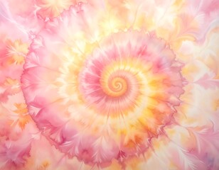 Watercolor Spiral - A Delicate Dance of Pink and Yellow Hues.