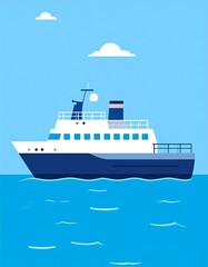 Cruise Ship on the Ocean - A Vector Illustration of Maritime Travel.