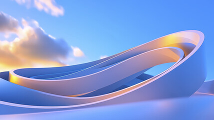 Adaptive architecture features smooth curves and flowing lines, creating harmonious blend with sky