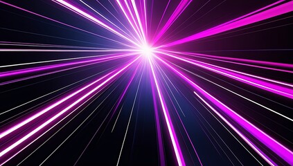 Isolated Abstract Magenta Light Burst Background: Central Flash of Vibrant Pink Rays for Technology, Speed, Energetic Marketing, and Dynamic Futuristic Digital Design Projects.