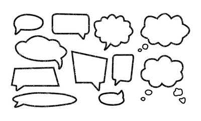 Hand drawn speech bubble doodle set isolated on a white background