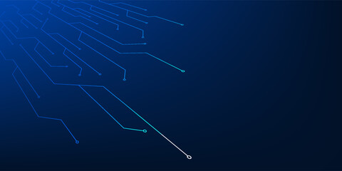 Futuristic technology background showing glowing circuit lines rapidly connecting and expanding forward, representing innovation, digital progress, and continuous technological evolution