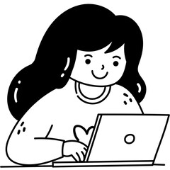 Girl Working on Laptop with Smile