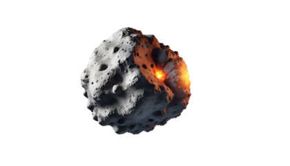 An asteroid shines with a vivid orange light, representing the urgency of awareness for hazardous space objects on Asteroid Day