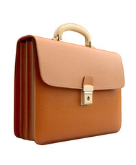 Brown Leather Briefcase with Metal Clasp and Handle