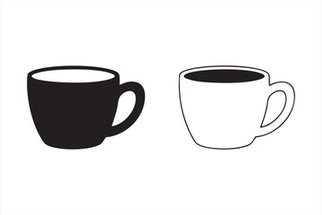 Black and white coffee cup vector illustration for cafe and restaurant branding.