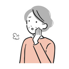 Senior Woman Sighing Illustration – Elderly Female Feeling Worried and Tired, Simple Vector