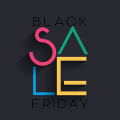 Black Friday Sale background with a colourful text design 