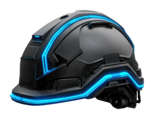 Futuristic construction helmet urban site product showcase modern view isolated on transparent background