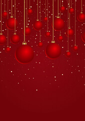 Decorative Christmas background with hanging red baubles