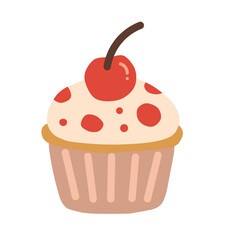 Sweet Cupcake in Cottagecore Style for Dessert Illustration