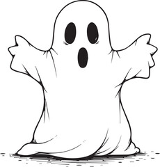 A cartoon ghost with a wide open mouth and black eyes, ready for a night of spooky fun. This illustration captures the spirit of Halloween.