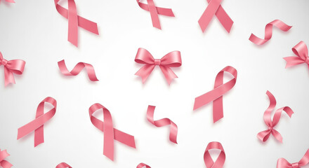 Pink Ribbon Background Pattern for Breast Cancer Awareness Support and Hope