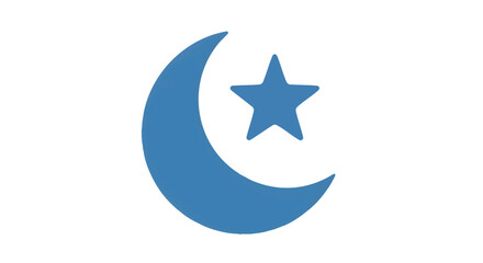 Obraz premium Blue Crescent Moon and Star Symbol A Simple and Symbolic Illustration