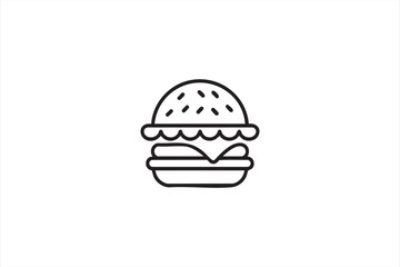 Simple outline burger icon for snack, takeaway, and delivery design visuals.