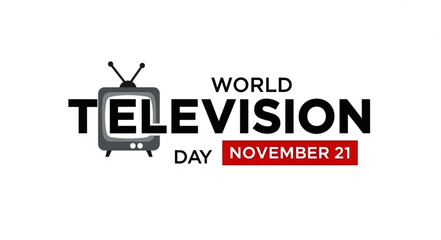 Retro Television Icon with Antenna Celebrating World Television Day on White Background.