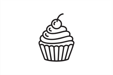 Simple dessert icon vector representing cake, frosting, and pastry themes.