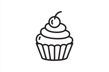 Minimalist cupcake vector icon symbolizing dessert, bakery, and sweet concept.